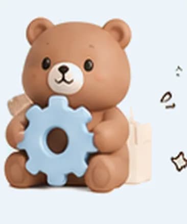 Mô hình gấu nâu ôm bánh răng màu xanh