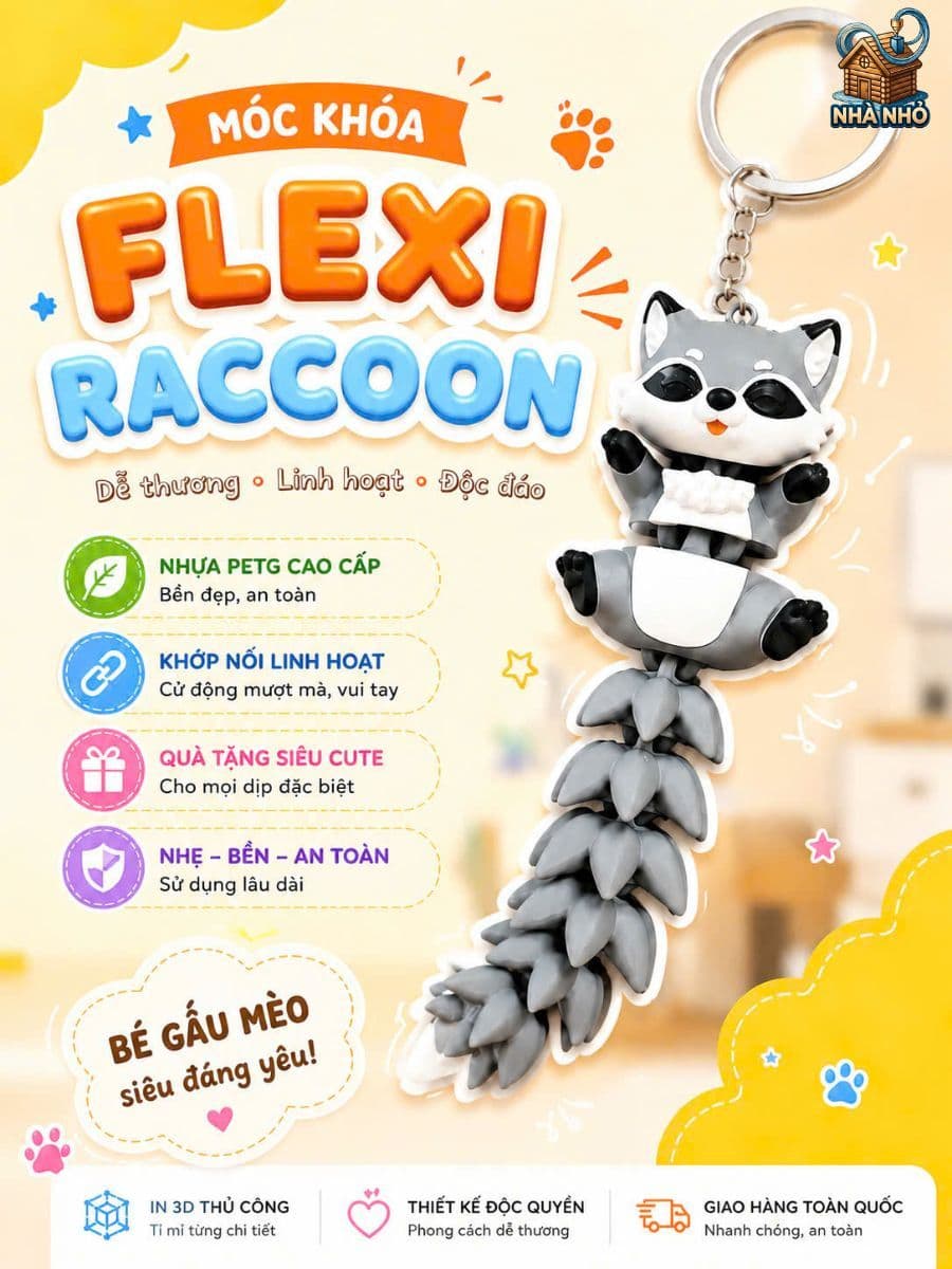 Bộ móc khoá flexi in 3D nhiều mẫu xếp cạnh nhau